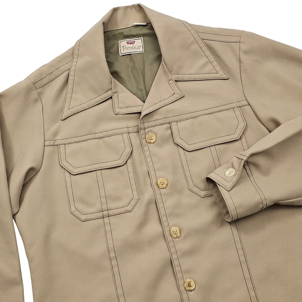 Levis Panatela Shirt Jacket Mens M Tan Beige Vintage 70s Safari Retro Disco
